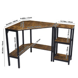 LAVIEVERT Corner Desk, Triangle Computer Desk with Storage Shelves, Laptop PC Table Writing Study Table Workstation for Home & Office - Rustic Brown LAVIEVERT