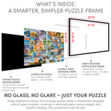 Funwares 20x27 Puzzle Frame – Sleek Matte Black Finish, Easy Assembly, No Glass/Plastic Cover Included, Lightweight Frame, Fits Most 1000 Piece Puzzles, Secure Fit with Built-In Hanging Hooks Funwares