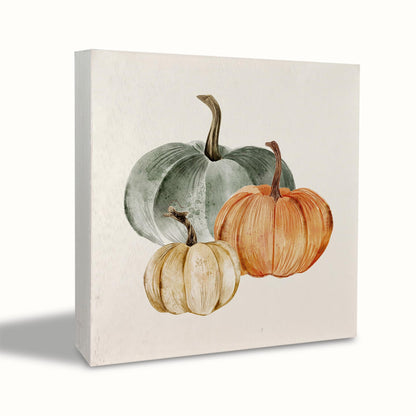 KEUSPI Fall Pumpkin Desk Decor,Farmhouse Pumpkin Fall Harvest Wood Sign Plaque,Fall Signs,Boho Fall Pumpkin Home Farmhouse Decor (orange2), 5x5inch