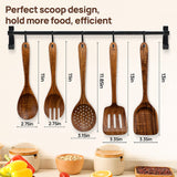 TANAAB Kitchen Wooden Spoons Utensils Set for Cooking, 5 Piece Acacia Wood Spoon Cooking Utensils Apartment Essentials Wooden Turner Spoon Spatula Kitchen Set for Nonstick Cookware (5-pieces-set) TANAAB