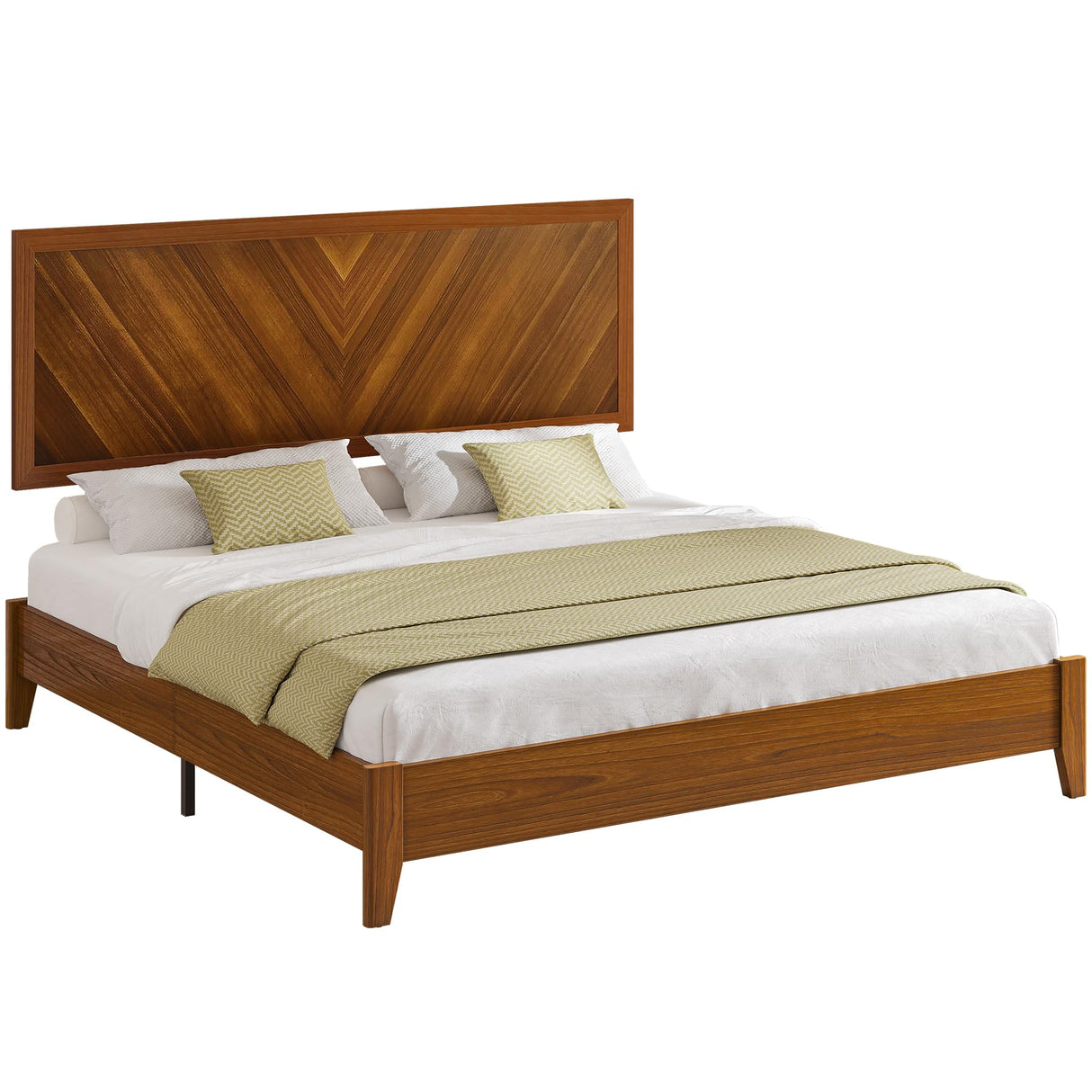 DWVO King Size Bed Frame with Adjustable Headboard, Farmhouse Wood Bed Frame with Solid Wood Slats Support, No Box Spring Needed, 12 Strong Wood Slat Support, Easy Assembly, Rustic Brown DWVO