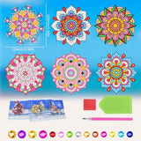 ACSAUMMY DIY Diamond Art Window Clings, 6pc Mandala Suncatchers Reusable Stained Glass Decals 5D Diamond Art Painting Static Window Stickers, Gem Craft Kit for Adults Kids Home/Indoor Decor, Gift ACSAUMMY