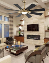 Curve Curio 60 Inch Ceiling Fans with Lights, Black and Gold Modern Ceiling Fan with Remote Control for Living Room Kitchen, 3 CCT, 6 Speed Reversible DC Motor Curve Curio