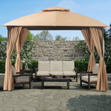 LAUSAINT HOME Patio Arc Gazebo Outdoor Canopy Tent 10'x10', Party Tent Shelter with Curtains & Expansion Bolts and Wind-Resistant Ropes for Patios, Garden, Backyard and Lawn, Khaki LAUSAINT HOME