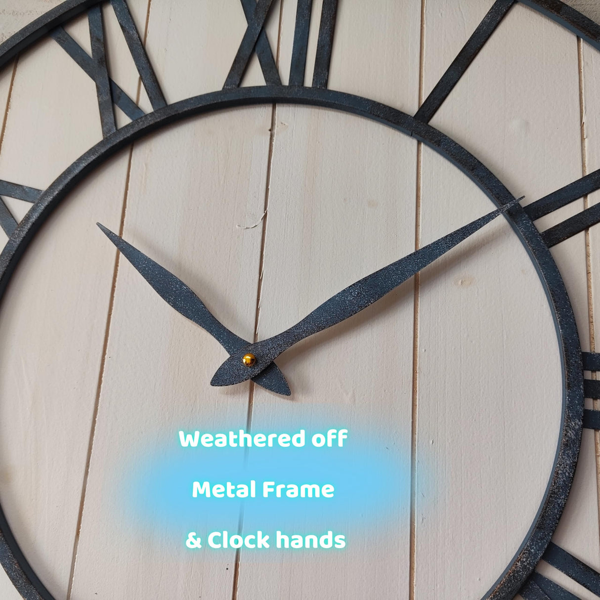 Evursua 20 Inch Large Metal&Wood Wall Clocks Modern Rustic Blend Farmhouse Clocks Distressed Real Wood Handmade Clock for Living Room Decor Home Wall Hanging Accessories Oversized Evursua