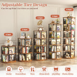Aheaplus 6 Tier Rotating Bookshelf Tower, Revolving Bookcase, 360° Round Spinning Book Shelf, Narrow Swivel Bookshelves Vertical Turning Corner Bookshelf Organizer for Small Space, Rustic Brown Aheaplus
