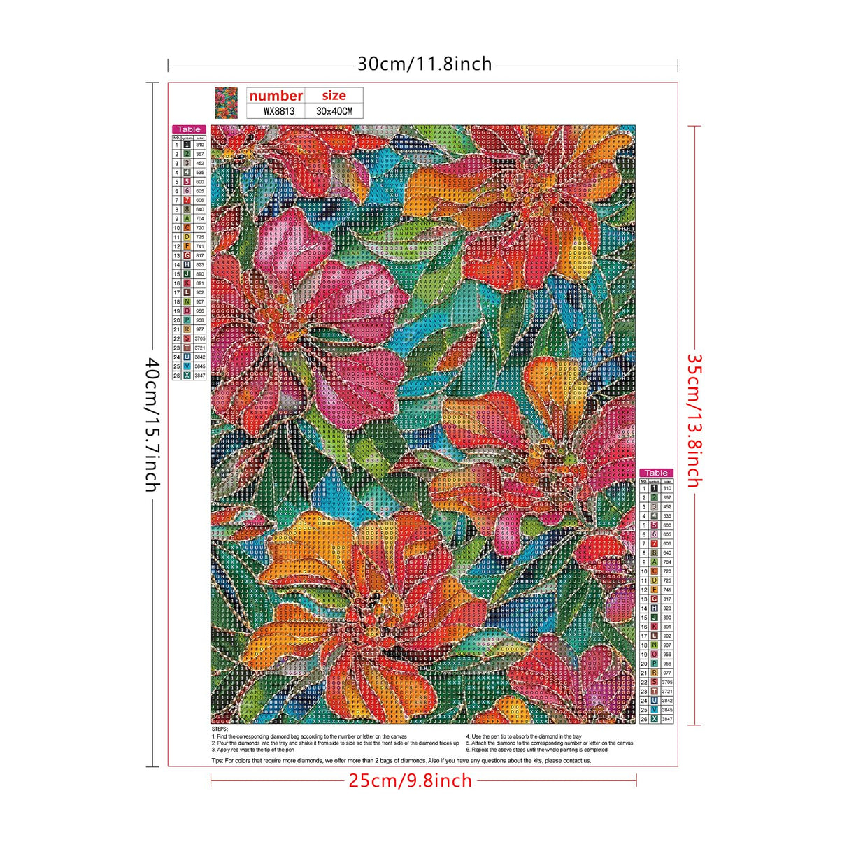 Lxmsja Stained Glass Flower Diamond Art Kits for Adults, Flowers DIY Full Drill Diamond Painting Kits for Beginners, 5D Gem Art Crafts for Adults, Home Wall Decor 12x16 inch Lxmsja