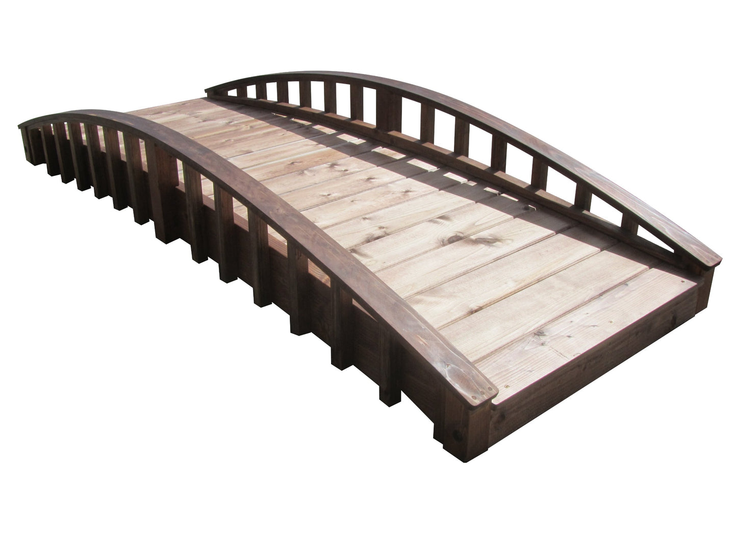 SamsGazebos Crescent Japanese Style Wood Garden Bridge, 8', Brown (MB-CR-T-8) - WoodArtSupply