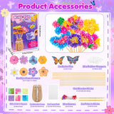 DREACAREFT Poke Art and Craft Flower Bouquet Kits for Girls, 8 Flowers & 2 Butterflies with Wooden Vase, Mess Free DIY Creative Activity, Birthday Gifts Toys for 5 6 7 8+ Year Old Girls DREACAREFT