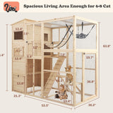 QUYZE Catio Outdoor Cat Enclosure, Large Outdoor Cat House for Mulitiple Cats, 4 Tiers Walk in Catio for Cats Outdoor Patio, 4 Tiers Cat Houses with Weatherproof Roof, Hanging Hammock, Bridge QUYZE