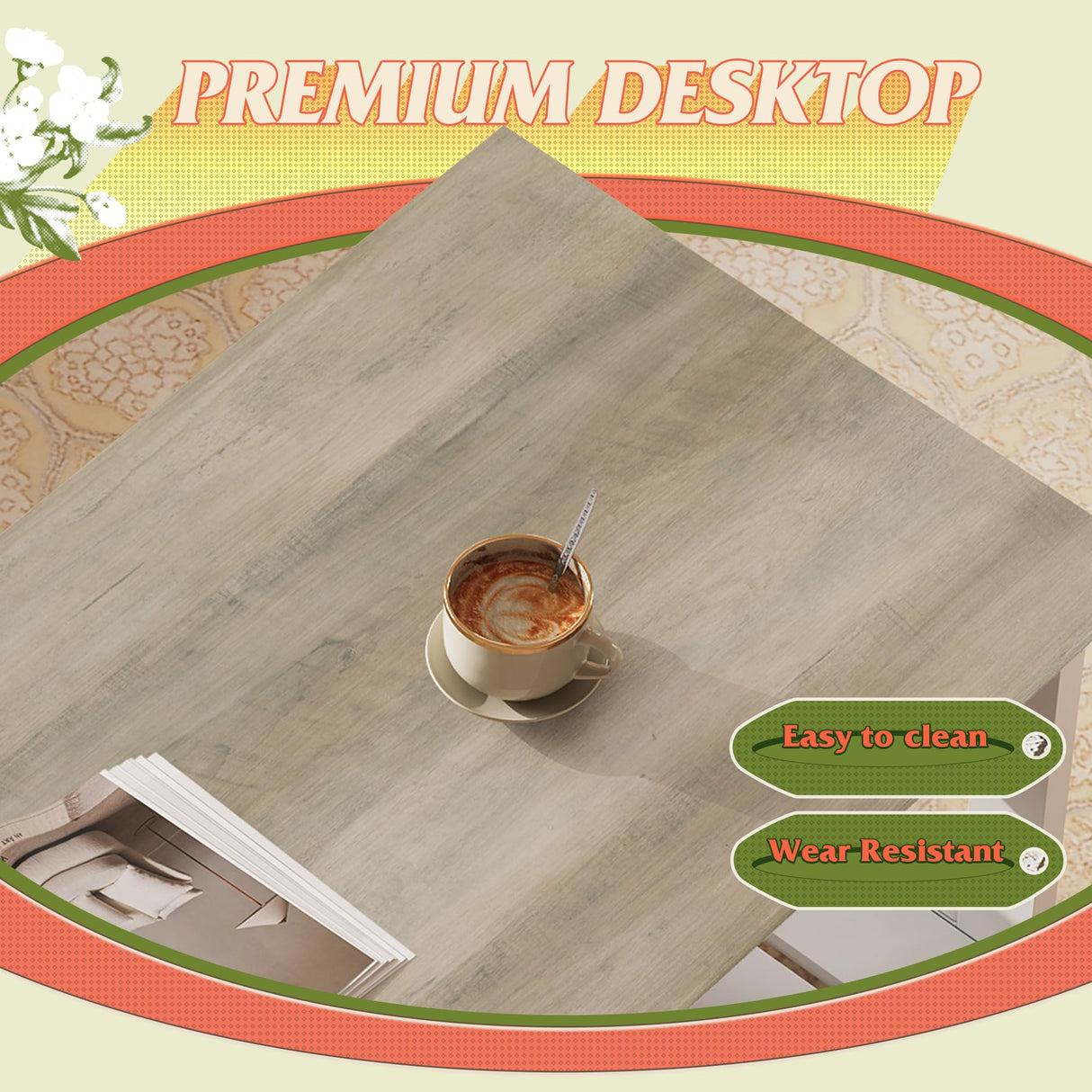 WLIVE Farmhouse Coffee Table for Living Room, 40.1" Rustic Center Table with X-Frame Support & Storage Shelf, 2-Tier Wood Coffee Tables for Bedroom & Balcony, Grey & White WLIVE