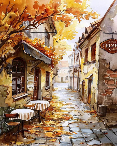 Paint by Numbers Kit for Adults Beginner, Street Cafe Adult Paint by Number Kits on Canvas, Fall Scene DIY Acrylic Watercolor Oil Paint by Number for Adults for Home Decor Gift 16x20 Inch Possoco