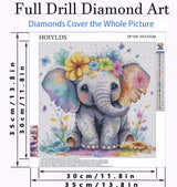 Cute Elephant Diamond Art Painting Kits for Adults - Round Full Drill Diamond Dots Paintings for Beginners, 5D Paint with Diamonds Pictures Gem Art Painting Kits DIY Crafts Project Kits 14x14inch HOIYLDS