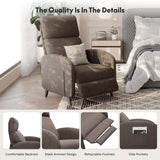 FLEXISPOT XC2 Recliner Chair for Adults, Fabric Small Reclining Chair Home Theater Seating with Side Pockets, Adjustable Modern Single Sofa Armchair, Extended Footrest for Living Room(Brown) FLEXISPOT