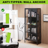 UNICOLY Glass Display Cabinet 4-Tier, Display Cabinet with Glass Doors, Curio Display Cabinet with Tempered Glass Doors,Metal Storage Cabinets for Living Room, Plant, Assembly Required, Black UNICOLY