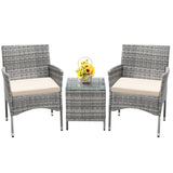 Devoko 3 Pieces Patio Furniture Sets Clearance PE Rattan Wicker Chairs with Table Outdoor Garden Porch Furniture Sets (Light Grey) Devoko