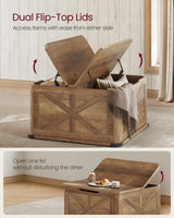 VASAGLE Farmhouse Coffee Table with Storage, Square Coffee Table for Living Room, Center Table with Flip-Top Lids, Honey Brown ULCT232K41 VASAGLE