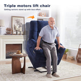 Eiayeebil Triple Motor Power Lift Recliner Chair with Massage and Dual Heat for Elderly People, Zero Gravity Lay Flat Recliner Infinite Position, USB Ports（Navy Blue） Eiayeebil