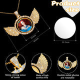 Junkin 18 Pieces Sublimation Rhinestone Wing Bezel Pendant Trays Set Including 6 Double Sided Rhinestone Trays Pendant Charms with 12 Sublimation Blank Discs for Jewelry Making (Gold, Silve) Junkin