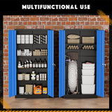 Greenvelly Metal Garage Storage Cabinet with Doors and Shelves, 72" Steel Lockable File Cabinet,Office Storage Cabinet Tall Metal Cabinet for Garage Office School Gym Warehouse(Black Blue) Greenvelly