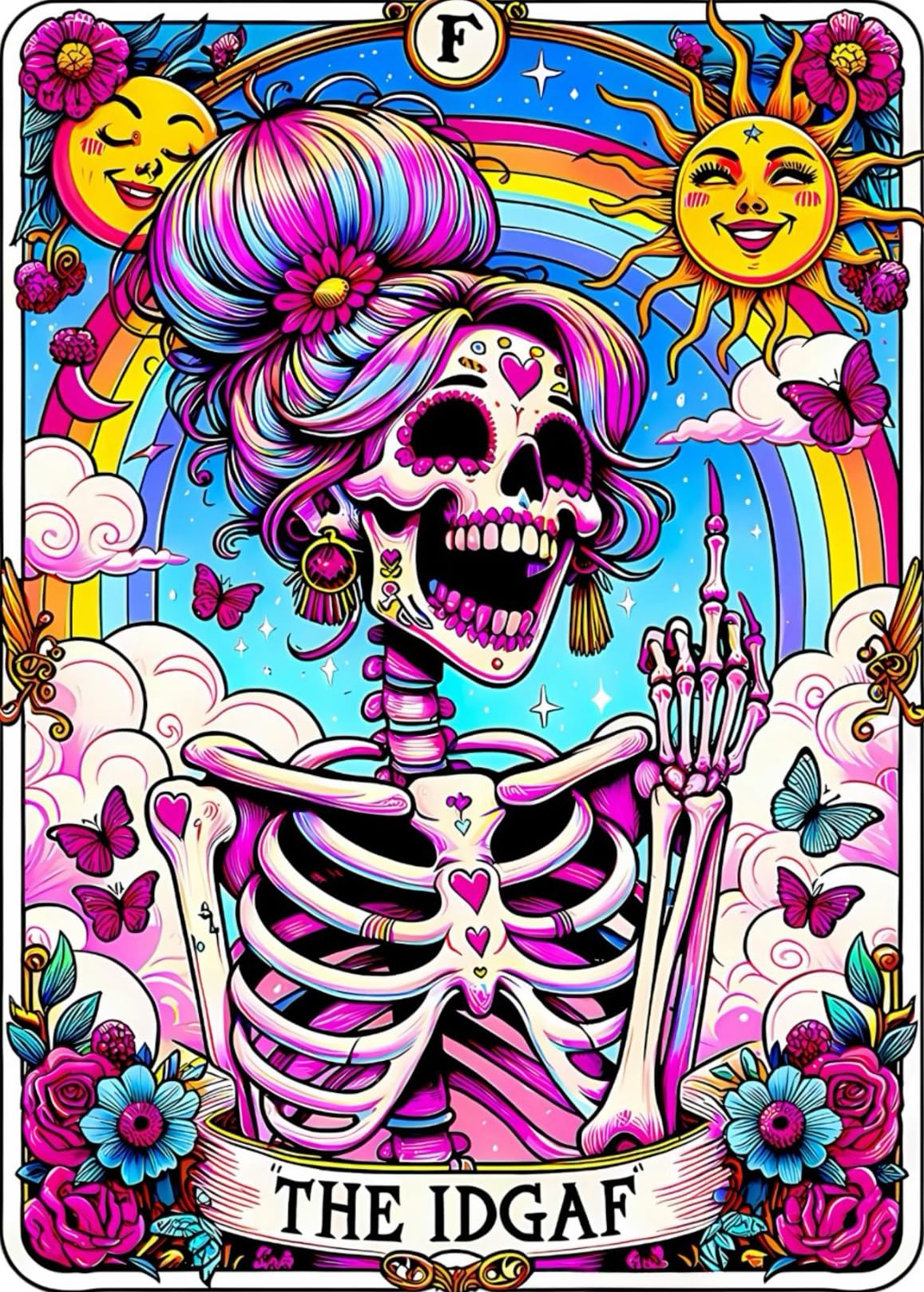 Axquilon Skull Diamond Art Kits for Adults, Skeleton Diamond Painting Kits for Adults, The IDGAF 5D DIY Paint by Diamond Round Full Drill Home Wall Decor Gift 12x16In Axquilon