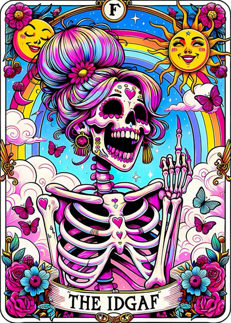 Axquilon Skull Diamond Art Kits for Adults, Skeleton Diamond Painting Kits for Adults, The IDGAF 5D DIY Paint by Diamond Round Full Drill Home Wall Decor Gift 12x16In Axquilon