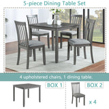 LUMISOL 5 Piece Dining Table Set, Farmhouse Style Kitchen Table Set with a Square Table and 4 Upholstered Chairs, Solid Wood Table and Chairs Set for Kitchen, Dining Room, Grey LUMISOL