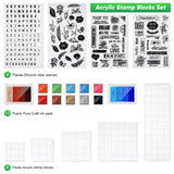 Zonon 22 Pieces Acrylic Stamp Blocks Tools Set Include 6 Clear Stamp Blocks, 4 Transparent Silicone Seals, 12 Craft Ink Pad for Scrapbooking Card Making Zonon