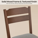 COLAMY Wooden Dining Chair with Fabric Upholstered Seat Set of 6, Modern Farmhouse Ladder Back Dining Room Chair, Solid Wood Transitional Kitchen Chair, Dark Brown COLAMY