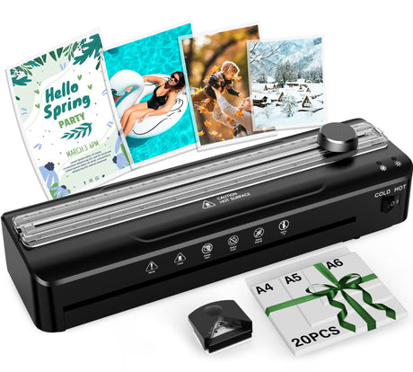 Laminator Machine A4 Laminators - 9 Inch Thermal Cold Laminating Machine with 20 Laminating Sheets, 8.5x11 Laminator with NTC Temperature Control 90-s Warm up, A4/A5/A6 Laminators for School Home MAXDONE