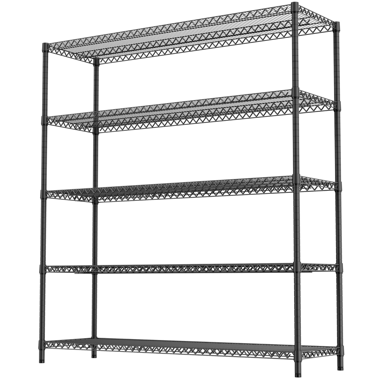 M MZG 5 Tiers Storage Shelves Load 3300LBS, Metal Shelving Wire Metal Shelving Unit Shelves for Storage Adjustable Garage Shelving for Pantry Kitchen Garage Black 17.7" D x 59.1" W x 70.4" H M MZG