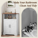 Smuxee Freestanding Cabinet Organizer, Farmhouse Style with Barn Door and Adjustable Shelf, White, for Bathroom, Kitchen, Living Room Smuxee