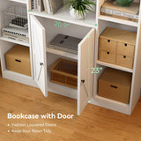 oneinmil 74" Tall Bookshelf and Bookcase, 6-Tier Wooden Bookshelves with Cabinet Doors, Floor Bookshelves and Office Storage Cabinets for Home Office, Living Room (74" H x 45" W) oneinmil