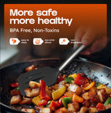 BakeRoyal Silicone Spatula Set - Turner Spatulas Silicone Heat Resistant 600°F - Slotted & Solid Silicone Spatulas for Cooking Fish, Eggs, Pancakes Flipper – Silicone Cooking Utensils Set – Black BAKEROYAL