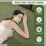 HIFIT Sleeper Sofa Bed- 87" L Shaped Pull Out Couches for Living Room with Storage Chaise, Storage Armrest, LED Light&USB Port&Cupholder, Modern Velvet Sectional Home Sofa Living Room Furniture, Green HIFIT