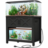 DWVO Heavy Duty Metal Aquarium Stand with Power Outlets, Cabinet for Fish Tank Accessories Storage - Suitable for 40-50 Gallon Fish Tank Stand, Turtle Tank, Reptile Terrarium, 660LBS Capacity, Black DWVO