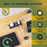 WLIVE 6 Drawer Dresser with Led Light, 50.79'' Wood Dresser for Bedroom with Power Outlets for 55'' TV, Modern Chest of Drawers for Closet, Hanging Rack, Double Wide Drawer for Living Room, Light Oak WLIVE