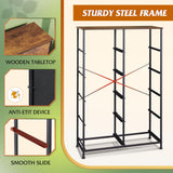 WLIVE Tall Dresser for Bedroom with 10 Fabric Drawers, Organizer Units for Closet, Storage Tower with Cabinet, Metal Frame, Rustic Brown Wood Grain Print Dressers WLIVE