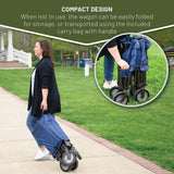 TIMBER RIDGE Tailgate Collapsible Folding Wagon Cart, Heavy Duty Utility Push Pull Beach Wagon Foldable, Outdoor Grocery Cart with Side Pockets for Camping, Garden, Shopping, Holds 225 lbs, Blue TIMBER RIDGE