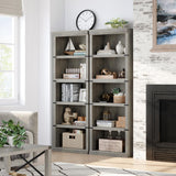 GAOMON 5 Tier Bookcase, Farmhouse Book Shelf with Storage, 67.4 Inch Tall Open Display Bookshelves, Wooden 5 Shelf Bookcase for Living Room, Bedroom - Grey GAOMON