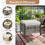 5 Pieces Patio Furniture Sets, Outdoor Modular Sectional with Sofa, 2 Swivel Glider Chairs & 2 Ottomans, All-Weather Rattan Conversation Seating Group for Backyard, Deck, Porch, Beige PPorfamilia