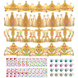 60 Pieces Gold Foam Crowns Princess Crown Craft Diy Princess Tiaras Crowns with Diamond Sticker Gem Rings Making Crown Kits for Birthday Party Favor Supplies PLUVAVA