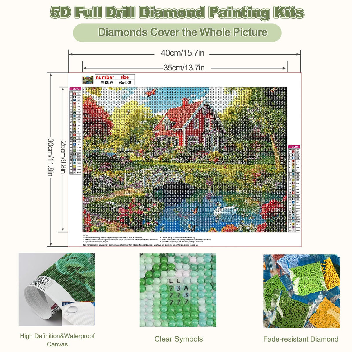 CEOVR Scenery Diamond Painting Kits for Adults, Garden Landscape Diamond Art Dots 5D Full Drill DIY Gem Art, Adult Crafts Kits Arts and Crafts, Wall Decor for Home Office 12x16in CEOVR