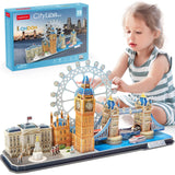 CubicFun 3D Puzzles for Adults London Cityline Puzzles for Gifts for Teenage Girls Architecture Building Gifts for Women Men, Tower Bridge, Big Ben, Buckingham Palace, The London Eye, 107 Pieces CubicFun