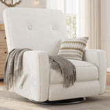 Garvee Nursery Recliner Chair, 360° Swivel Rocking Glider Chair for Adults with Adjustable Backrest & Footrest, Cozy Linen Upholstered Armchair for Living Rooms, Bedrooms, Apartments, Beige Garvee