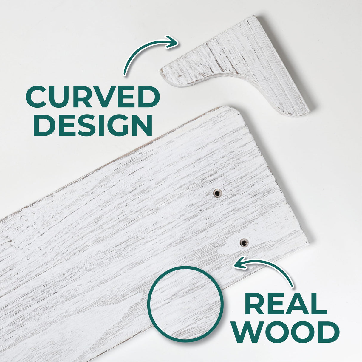 Real Wood Rustic White Farmhouse Wall Shelves - 17 inch (3 Pack) - Easy to Install, Template and Video Included - White Washed Floating Shelves, Antique Floating Shelves Willowy