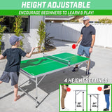 GoSports 6 x 3 ft Mid-Size Table Tennis Table Set with Adjustable Height - Green GoSports