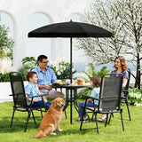 TAVATA 6 Piece Patio Dining Set with Umbrella, Outdoor Furniture Set with 4 Folding Chairs & Portable Metal Garden Table for Lawn, Backyard, Deck, Camping（Black） TAVATA