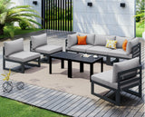 NICESOUL 8 Piece Extra Large Modern Aluminum Outdoor Sofa, 29" Deep Wide Seating, 500 lbs Durable Sectional Set for Heavy People, Rust Resistant Patio Furniture Set for Backyard Poolside, Light Gray NICESOUL