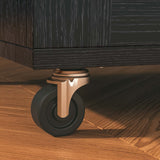 IRONCK Rolling Kitchen Island Cart with Drop-Leaf Countertop, Barn 3Drawers, Barn Door Style Cabine,Thicker Rubberwood Top, Spice Rack, on Wheels, for Kitchen and Dining Room, Black IRONCK